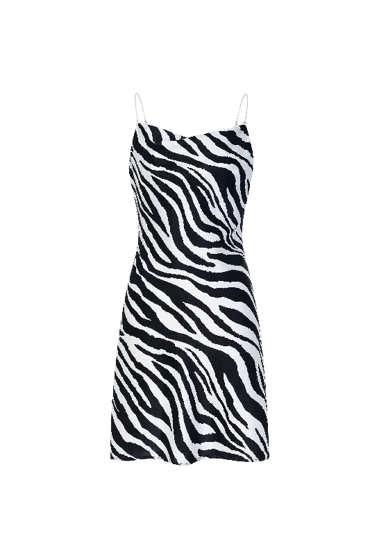 women's short sleeve pajama setsZebra Print Silk Slip Mini Dress