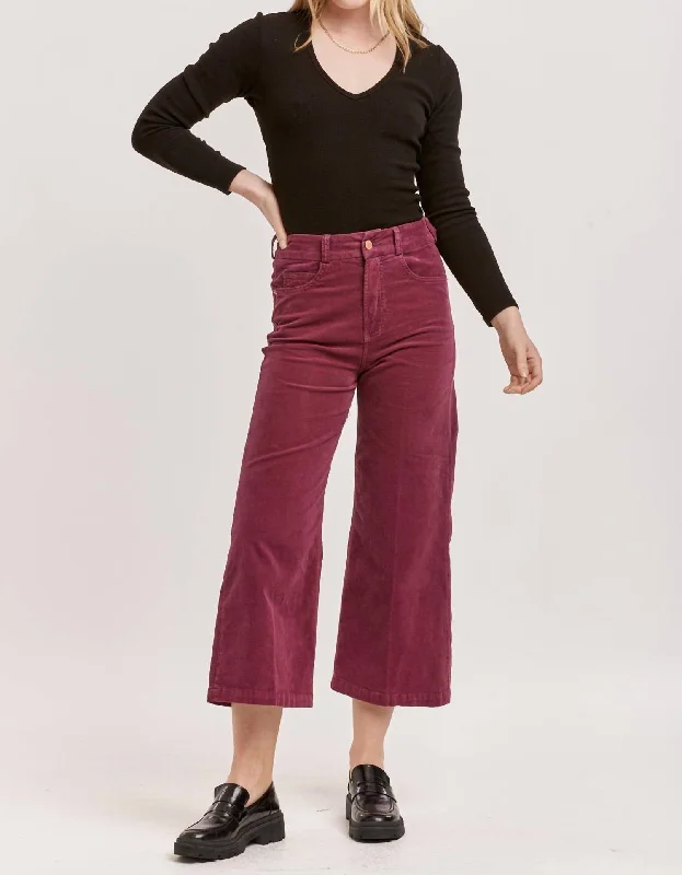 Women's Flared PantsAudrey Cropped Pants In Plum Berry Corduroy