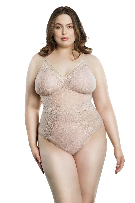 seamless underwire braMia Dot Wire Free Padded Mesh Bodysuit