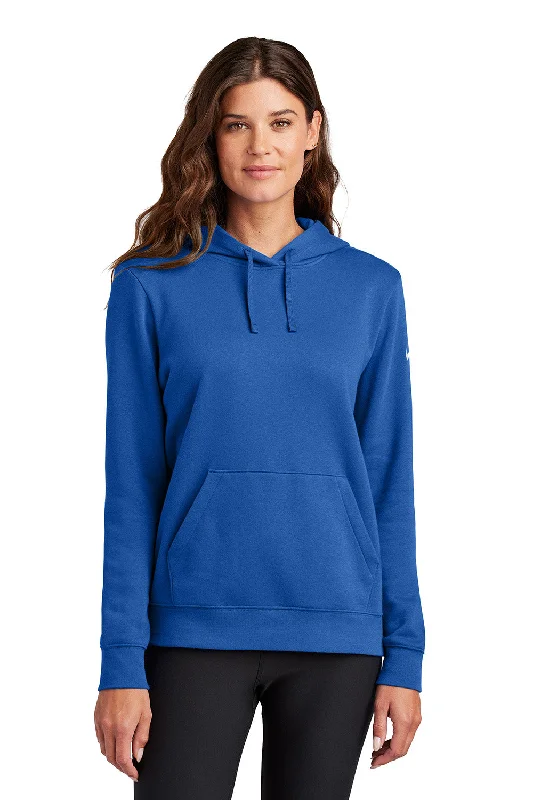 Women's Hooded Sweatshirts with Straight WaistNike Womens Club Fleece Hooded Sweatshirt Hoodie w/ Pouch Pockets - Game Royal Blue - New