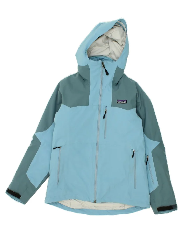 Women's Fur CoatsPATAGONIA Womens Hooded Windbreaker Jacket UK 6 XS Blue Colourblock