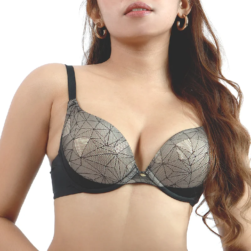 lace underwire bra for special occasionsEnduo Brands La Lacey Bra Busa Lace Push Up Lembut Halus Kawat Nyaman Black Hitam