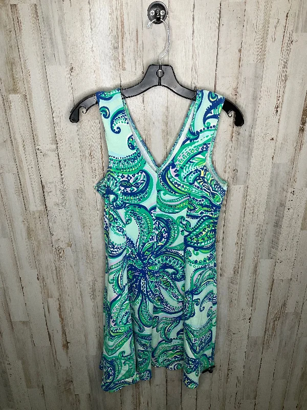 Women's Shawl Collar DressesBlue & Green Dress Casual Short Lilly Pulitzer, Size S