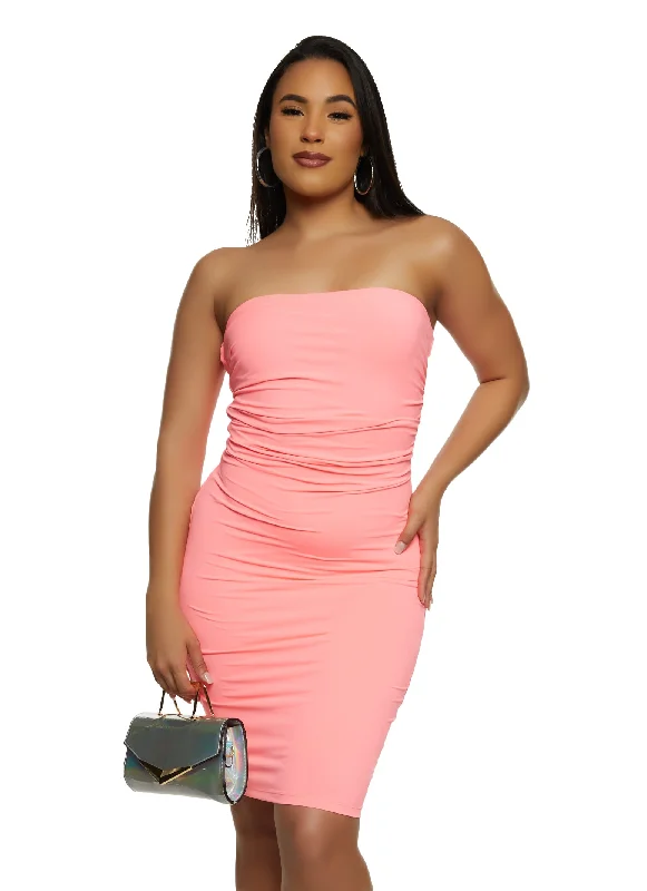 Women's One-Shoulder DressesHaute Monde Ruched Tube Dress