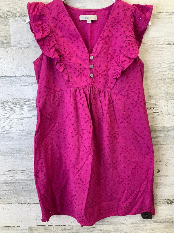 Women's Mandarin Collar DressesPink Dress Casual Short Loft, Size Petite   Xs