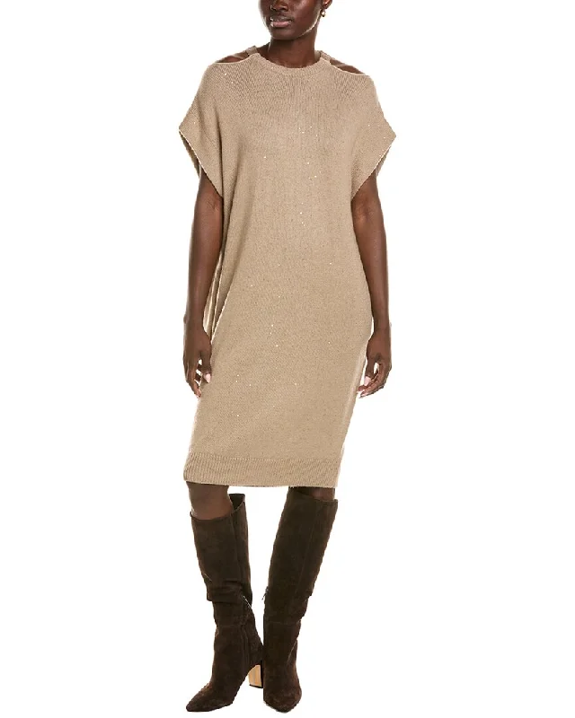 Women's Notched Collar SweatersBrunello Cucinelli Cashmere & Silk-Blend Sweaterdress