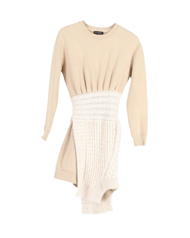 Women's Peter Pan Collar SweatersBurberry Cable-knit Overlay Sweater Dress in Beige Cotton