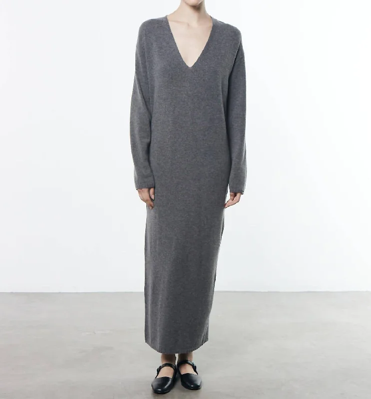 Women's Shawl Collar SweatersCoccoon Sweater Dress In Heather Grey