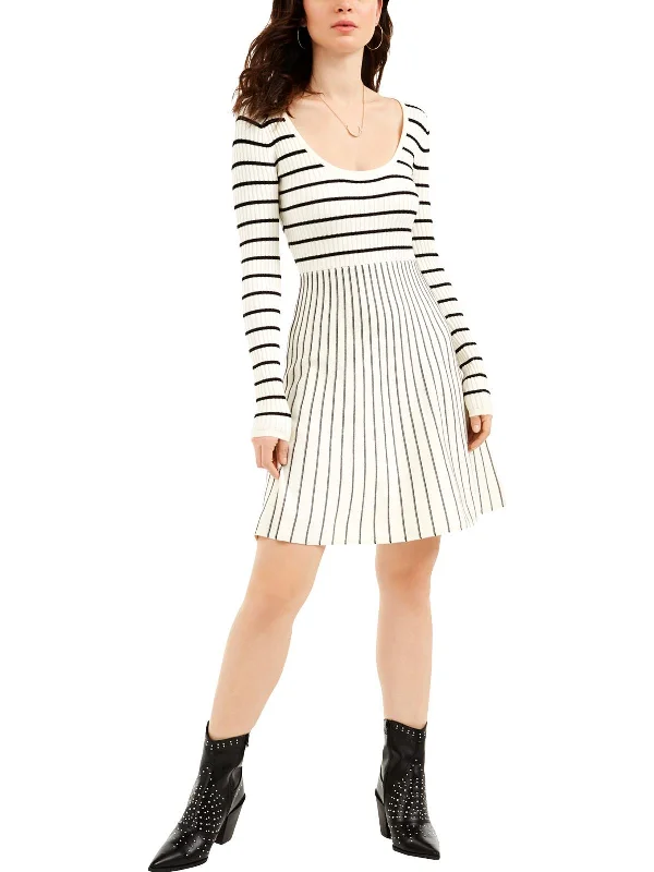 Women's Pleated SweatersNash Womens Ribbed Knit Striped Sweaterdress