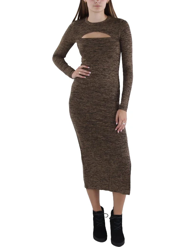 Women's Polyester SweatersWomens Cut Out Mid Calf Sweaterdress