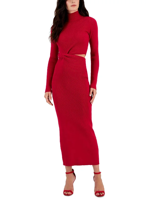 Women's Mandarin Collar SweatersWomens Full Length Mock Neck Sweaterdress