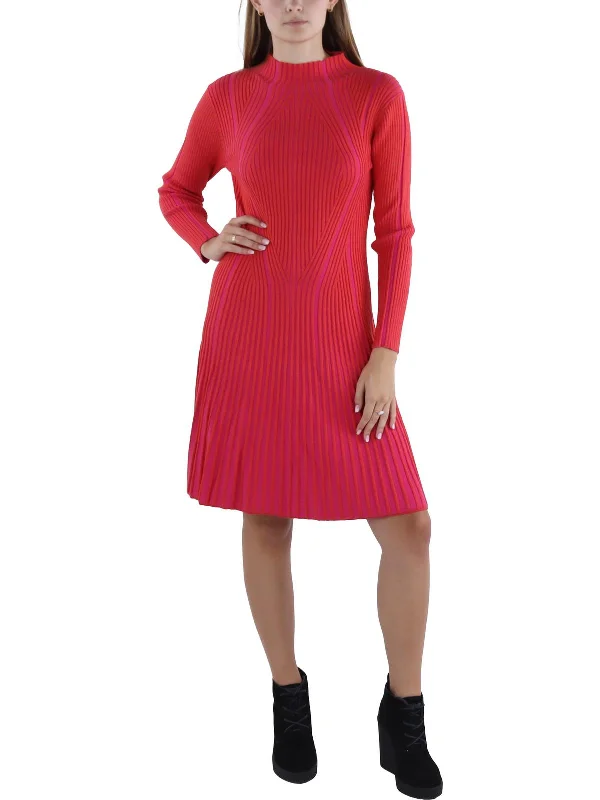 Women's Embroidered SweatersWomens Ribbed Above Knee Sweaterdress