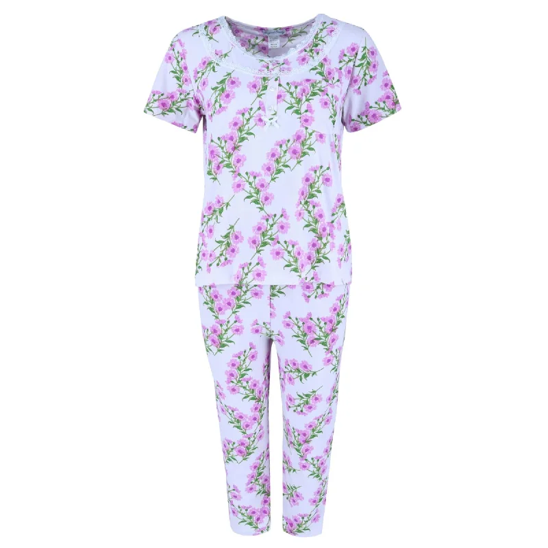 women's pajamas for a cozy night inElegant Emily Women's Floral Capri Sleep Set