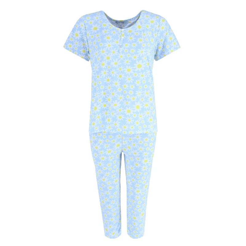 women's pajamas with a perfect blend of style and comfortElegant Emily Women's Tiny Daisy Capri Pajama Set