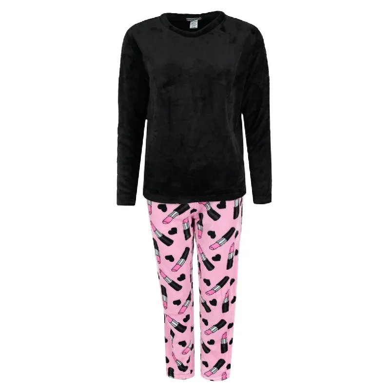 women's short sleeve pajama setsem & alfie Women's Makeup Print Plush Pajama Set