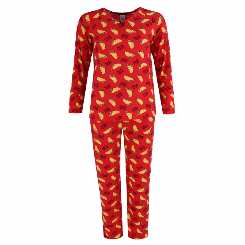 women's pajamas with cozy footiesGrumpy & Gorgeous Women's Taco Print Pajama Set