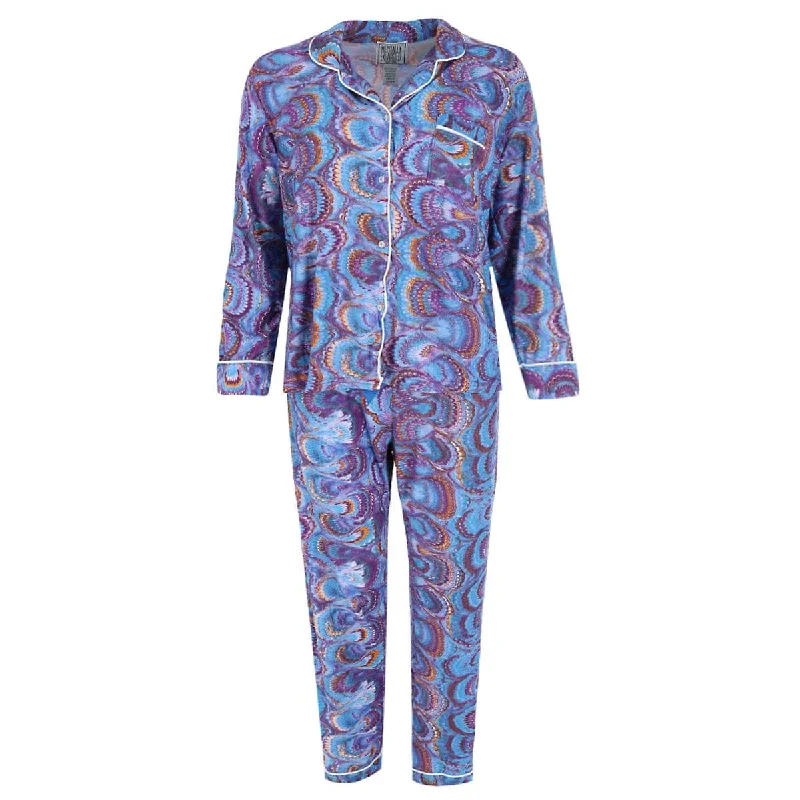 women's pajamas for the holidaysMentally Exhausted Women's Peacock Swirl Pajama Set