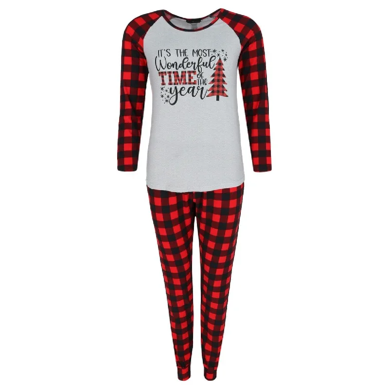 women's pajamas with a sophisticated eleganceNot a Morning Person Women's Buffalo Check Long Sleeve Pajama Set