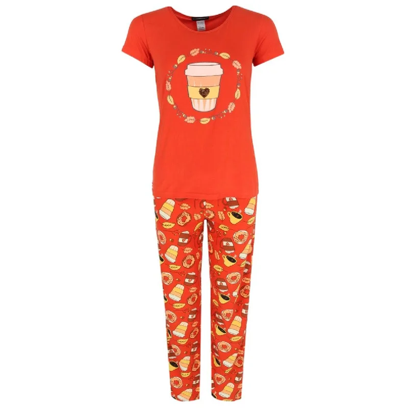 women's pajamas with a perfect blend of style and comfortNot a Morning Person Women's Pumpkin Spice Short Sleeve Pajama Set