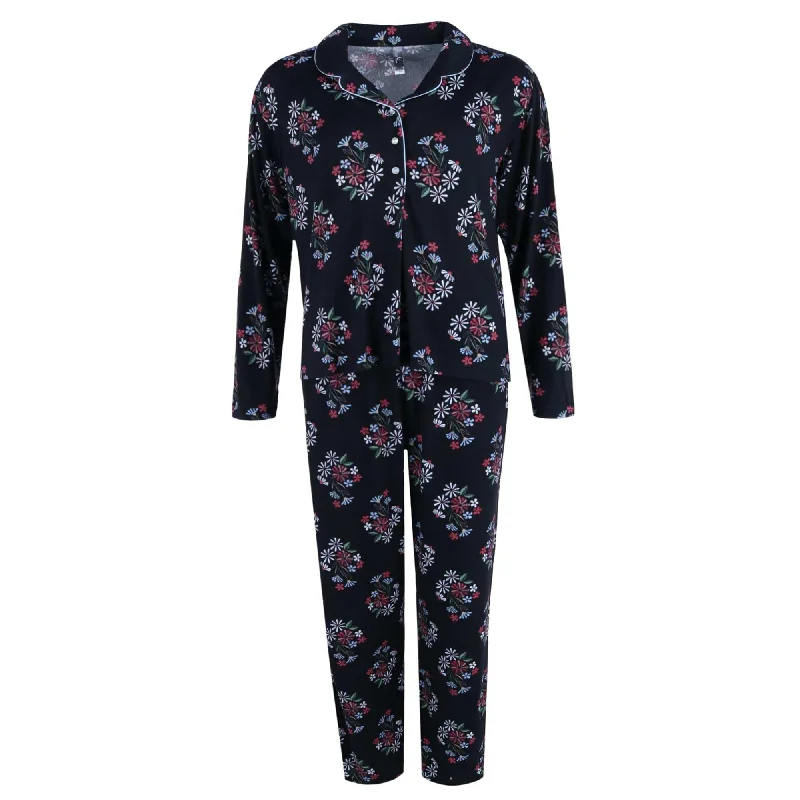 women's pajamas with lace trimPJ Couture Women's Floral Notch PJ Pant Set