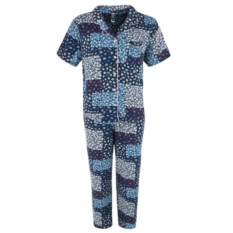 women's pajamas for campingPJ Couture Women's Short Sleeve and Pants Notch Collar Pajama Set