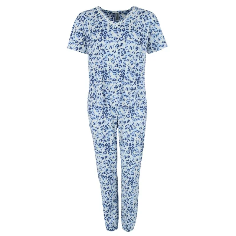 women's pajamas for those who love to stay in and relaxPJ Couture Women's V-Neck Short Sleeve Jogger Set