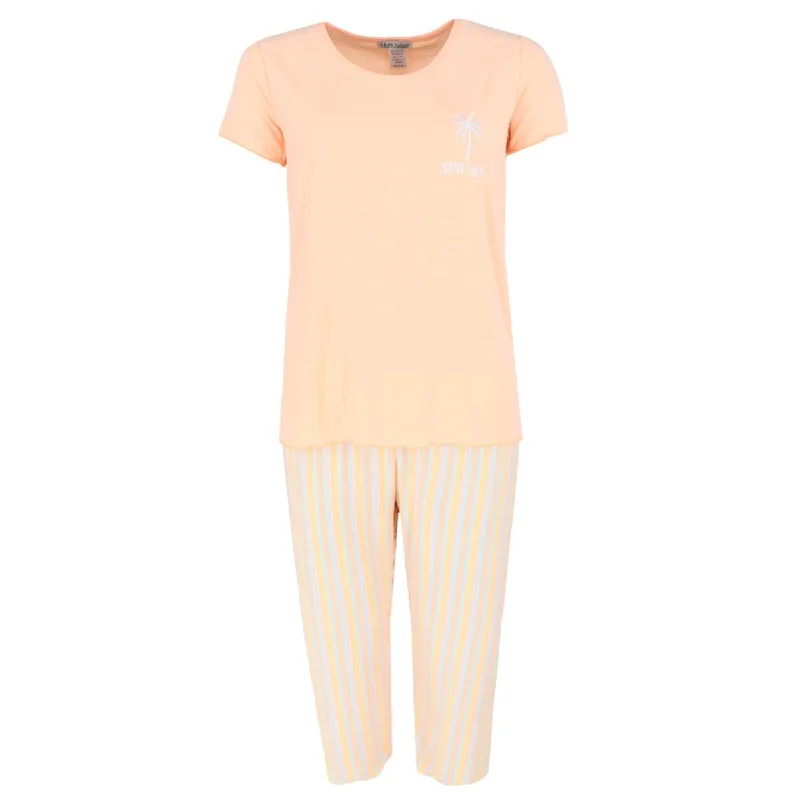 women's pajamas with snap buttonsSleep Junkie Women's Stay Palm Short Sleeve Capri Set