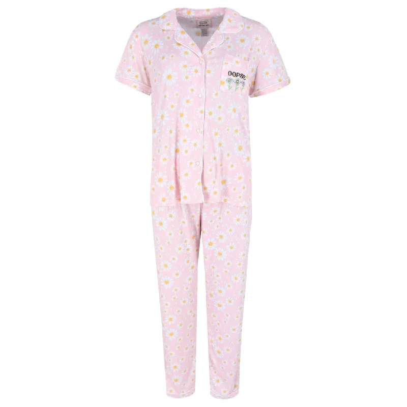 women's pajamas in solid colorsSleep, plz Women's Daisy Ribbed Notch Short Sleeve Pajama Set