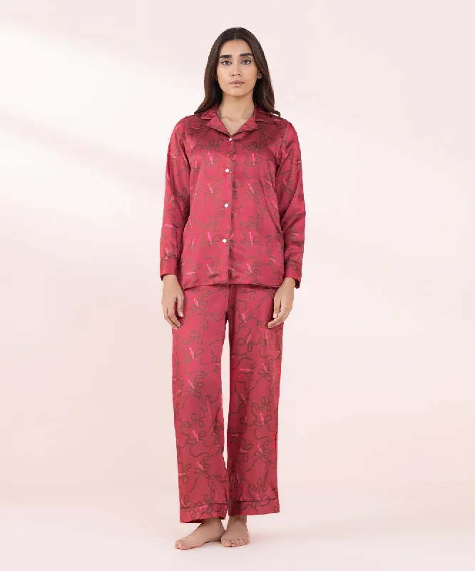 women's pajamas with a comfortable fitPrinted Silky PJ Set